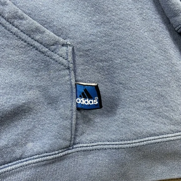 Vintage‎ Adidas Sweatshirt Mens 2XL Blue Center Logo Pullover Hoodie USA Minimal